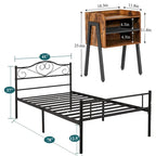 3-Pieces Bedroom  with Black Platform Bed Frame and Nightstands  of 2
