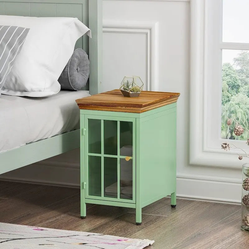 de 2 tables de chevet modernes avec rangement et plateau en bois massif