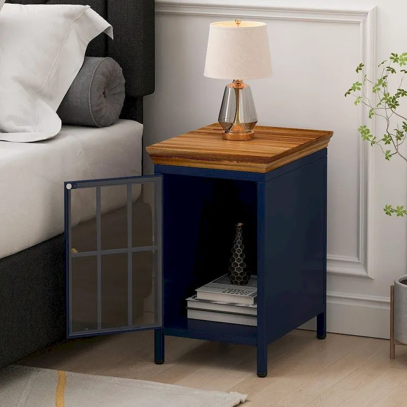 de 2 tables de chevet modernes avec rangement et plateau en bois massif