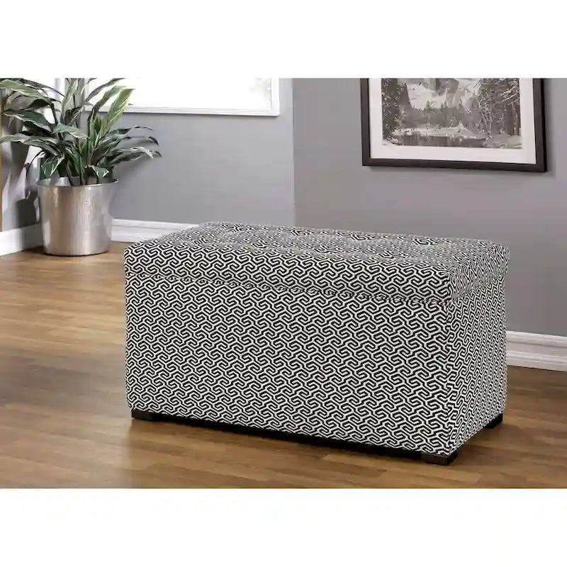Banc de rangement en jacquard capitonné