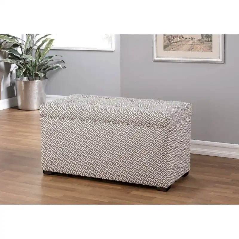 Banc de rangement en jacquard capitonné