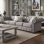 Canapé Chesterfield extensible gris clair