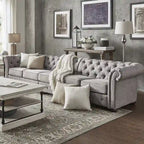 Canapé Chesterfield extensible gris clair