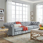 Canapé Chesterfield extensible gris clair