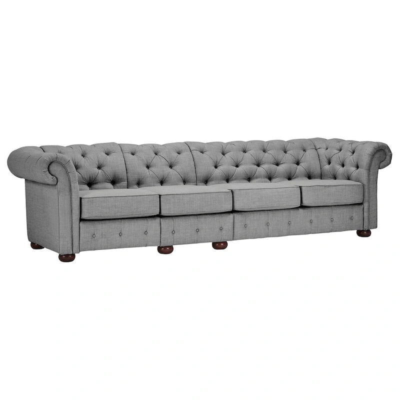 Canapé Chesterfield extensible gris clair