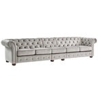 Canapé Chesterfield extensible gris clair