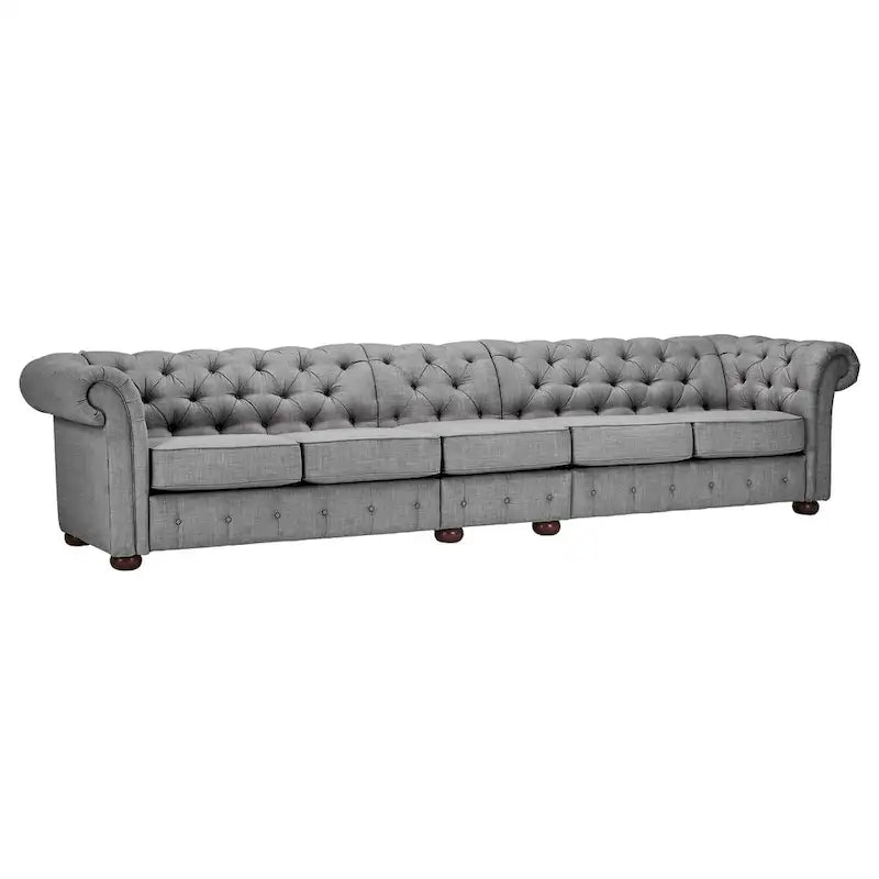 Canapé Chesterfield extensible gris clair