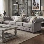 Canapé Chesterfield extensible gris clair