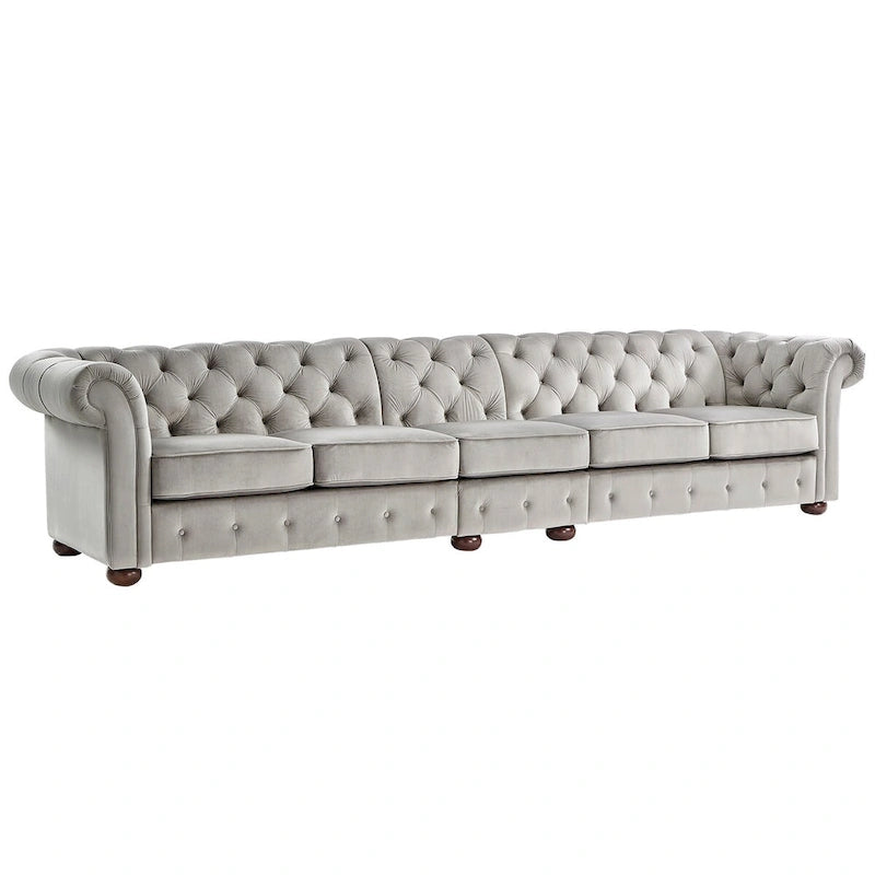 Canapé Chesterfield extensible gris clair