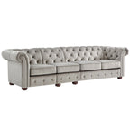 Canapé Chesterfield extensible gris clair