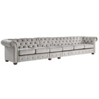 Canapé Chesterfield extensible gris clair