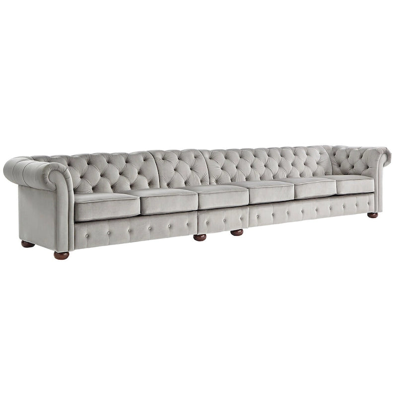 Canapé Chesterfield extensible gris clair