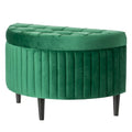 Banc de rangement capitonné demi-lune en velours vert