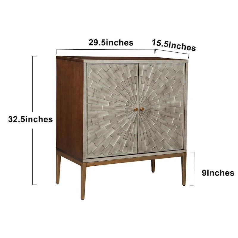 Meuble d'appoint deux portes style Mid-Century Modern, 29,5 pouces