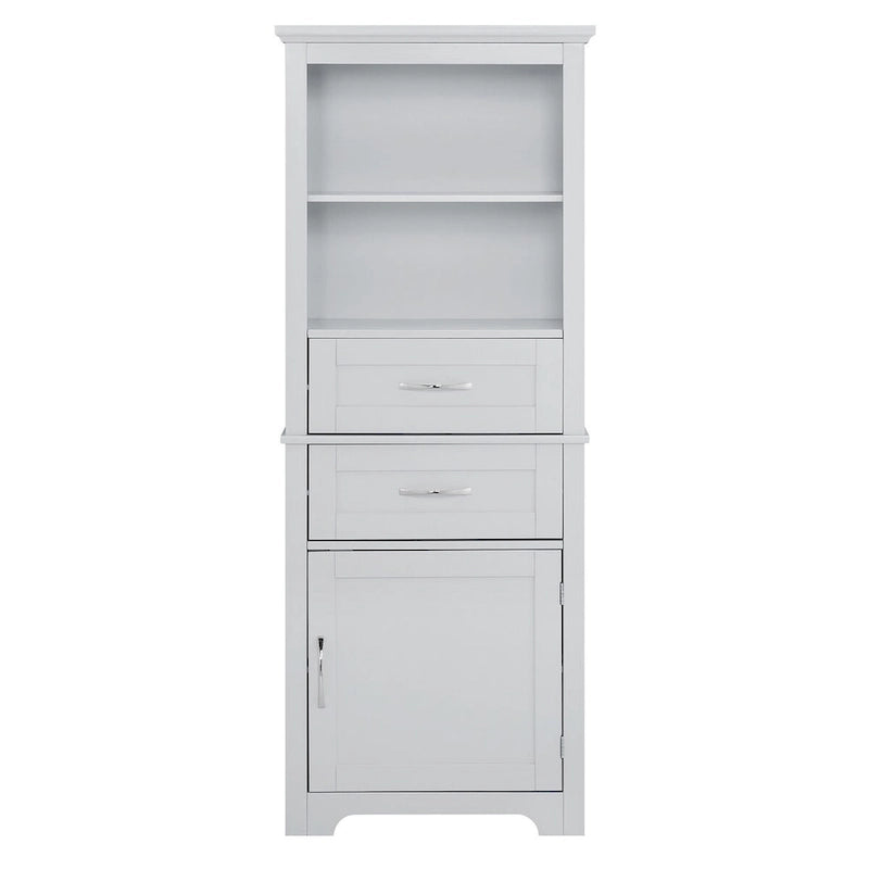 Armoire de rangement haute avec étagère ouverte et tablettes réglables