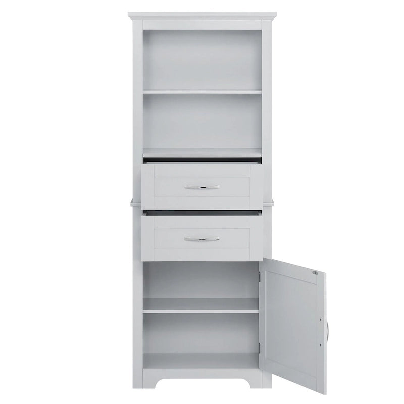 Armoire de rangement haute avec étagère ouverte et tablettes réglables