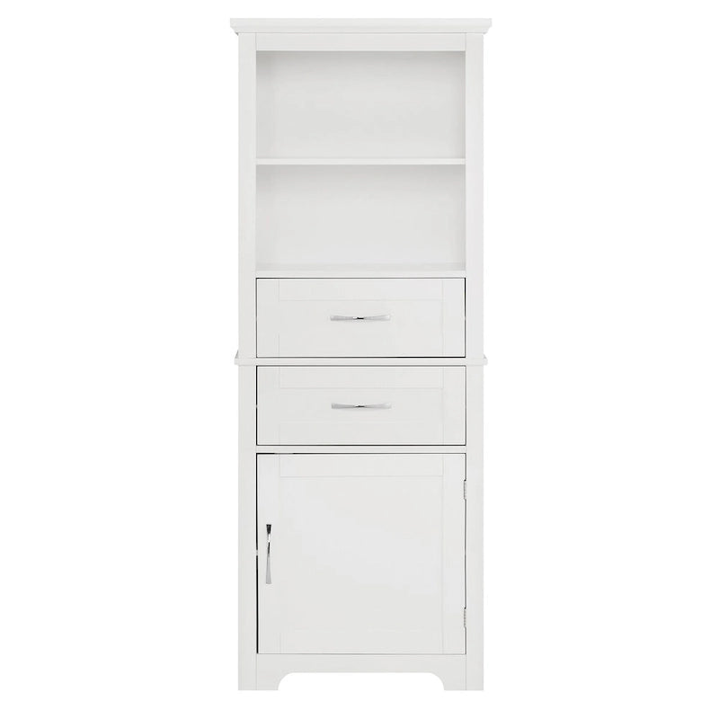 Armoire de rangement haute avec étagère ouverte et tablettes réglables