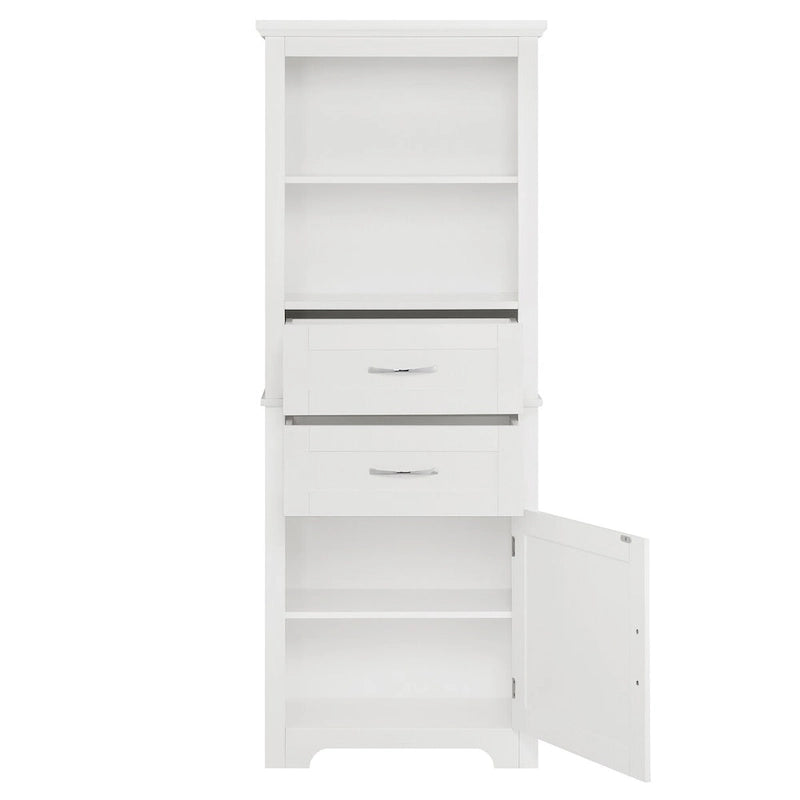 Armoire de rangement haute avec étagère ouverte et tablettes réglables