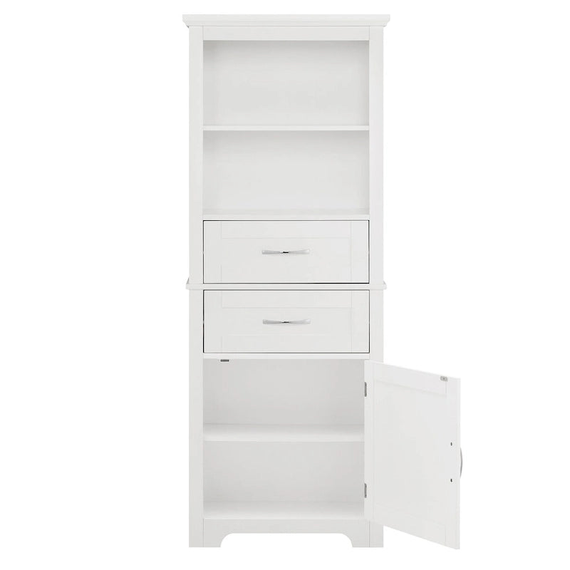 Armoire de rangement haute avec étagère ouverte et tablettes réglables