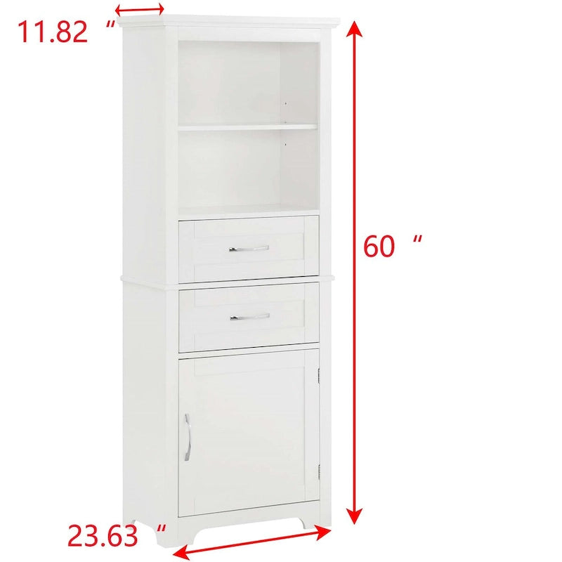 Armoire de rangement haute avec étagère ouverte et tablettes réglables