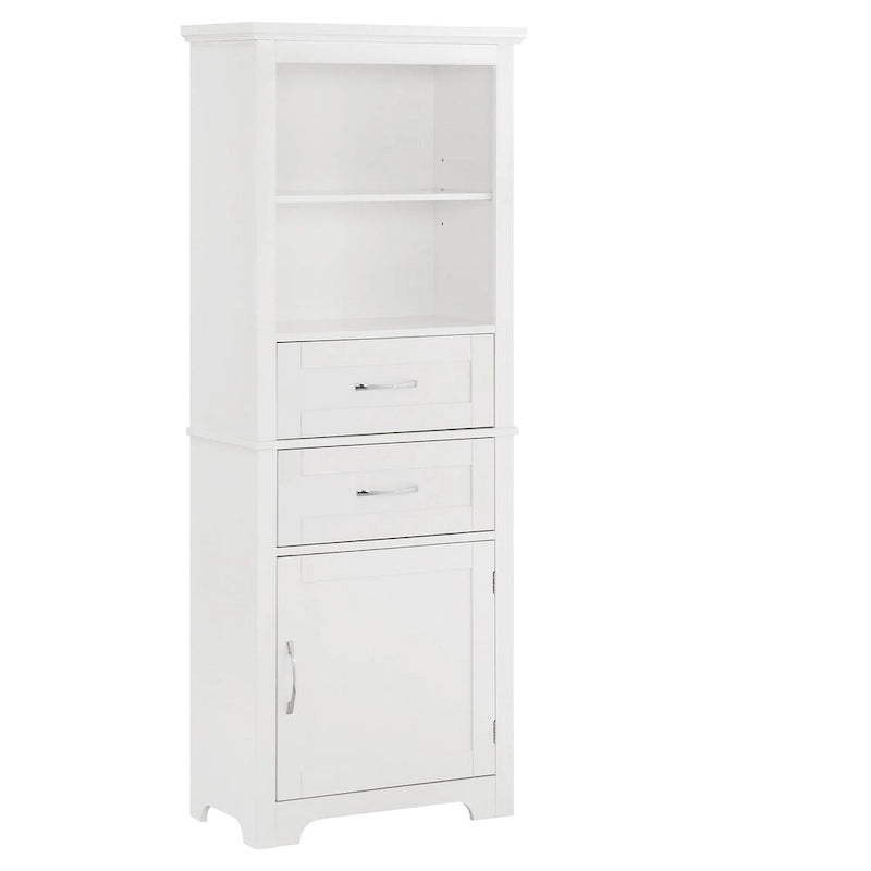 Armoire de rangement haute avec étagère ouverte et tablettes réglables