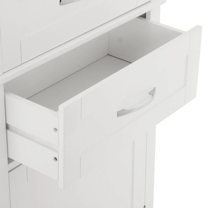 Armoire de rangement haute avec étagère ouverte et tablettes réglables