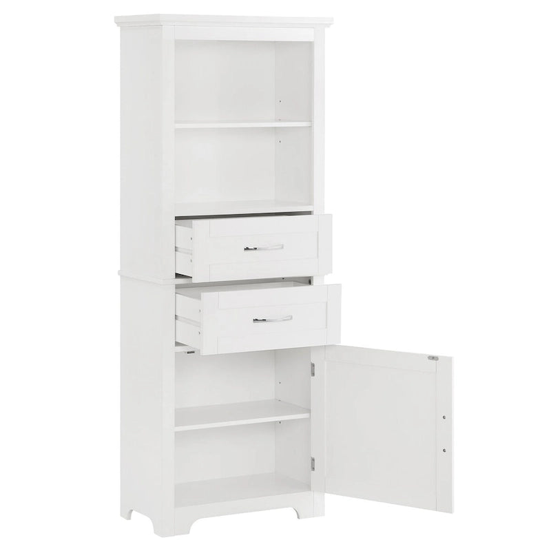 Armoire de rangement haute avec étagère ouverte et tablettes réglables
