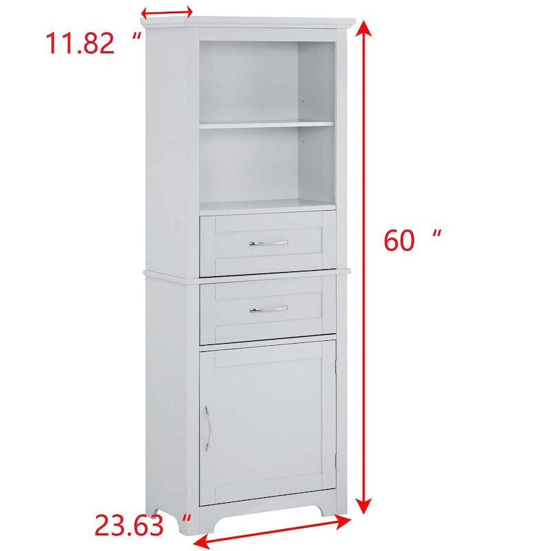 Armoire de rangement haute avec étagère ouverte et tablettes réglables