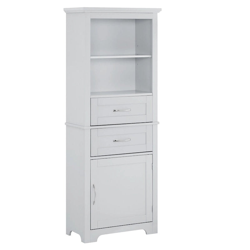 Armoire de rangement haute avec étagère ouverte et tablettes réglables