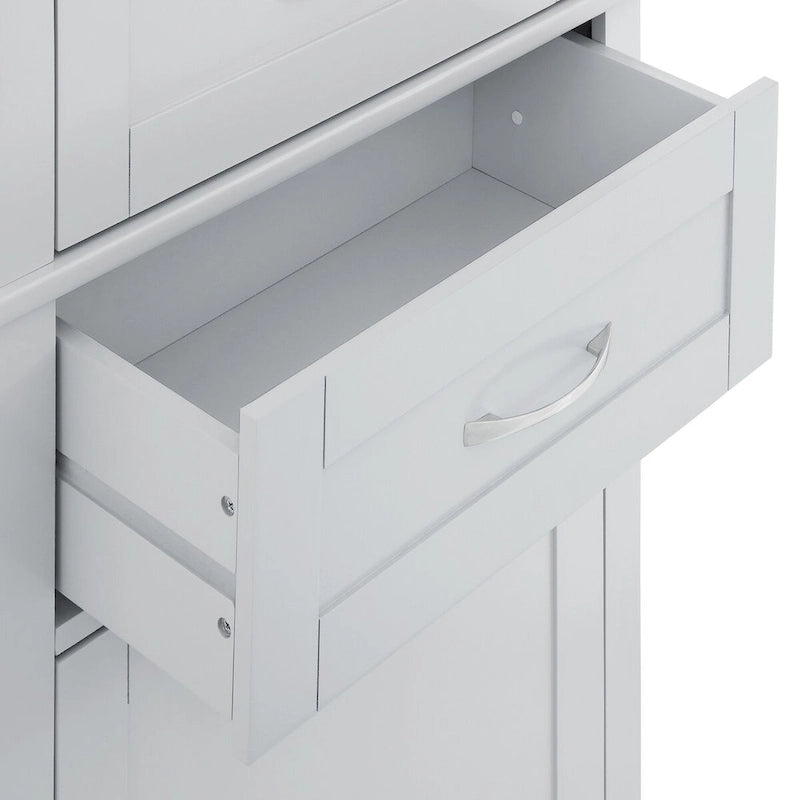 Armoire de rangement haute avec étagère ouverte et tablettes réglables