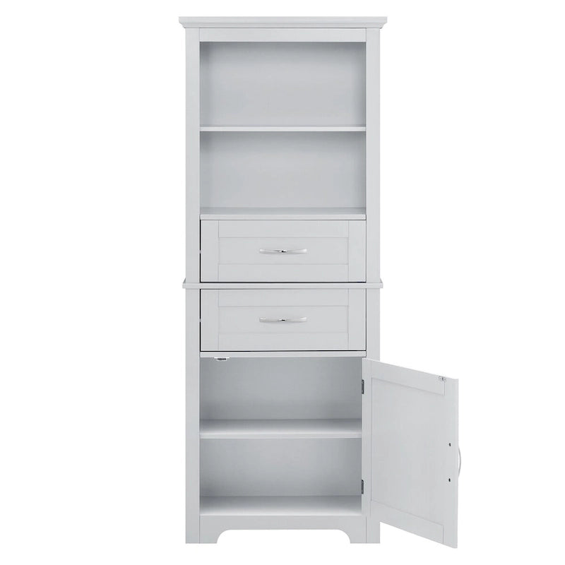 Armoire de rangement haute avec étagère ouverte et tablettes réglables