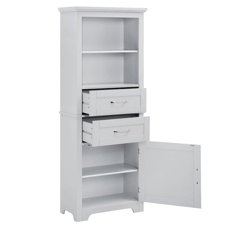 Armoire de rangement haute avec étagère ouverte et tablettes réglables
