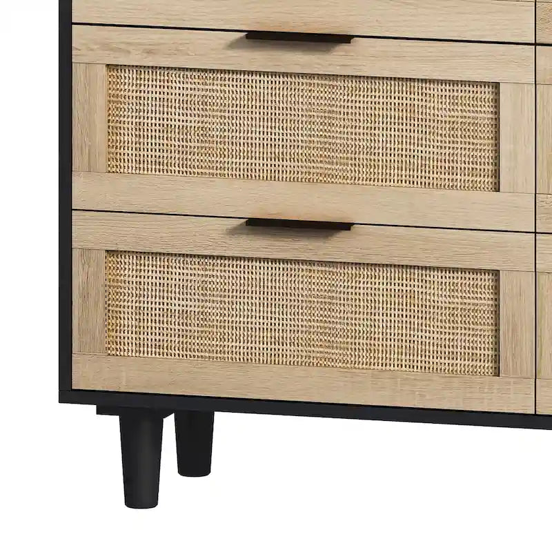 Commode de rangement à 6 tiroirs style rotin