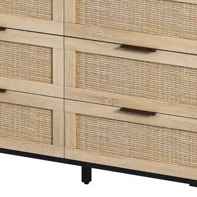 Commode de rangement à 6 tiroirs style rotin