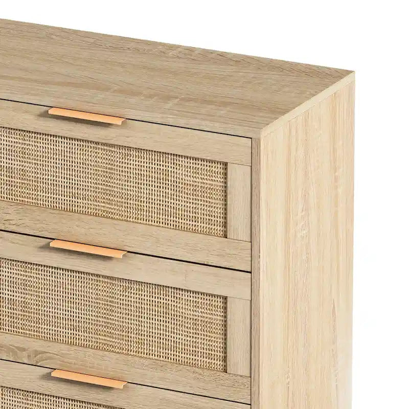 Commode de rangement à 6 tiroirs style rotin