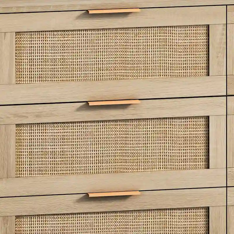 Commode de rangement à 6 tiroirs style rotin