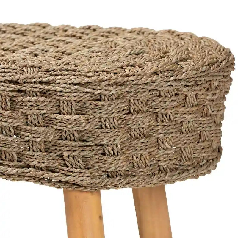 Banc de style bohème moderne décoré d'algues naturelles et de bois d'acacia
