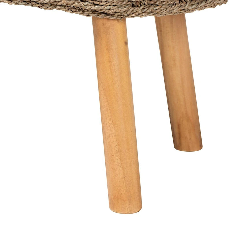 Banc de style bohème moderne décoré d'algues naturelles et de bois d'acacia