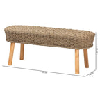 Banc de style bohème moderne décoré d'algues naturelles et de bois d'acacia