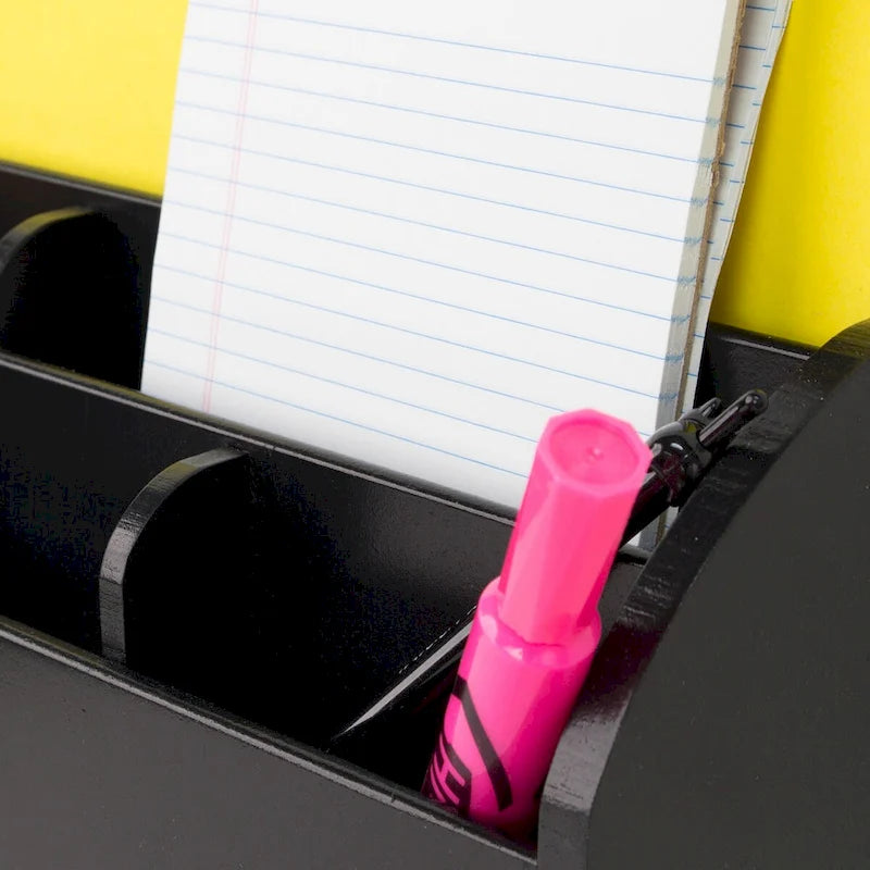 Organisateur de bureau noir à 8 compartiments avec chargement USB