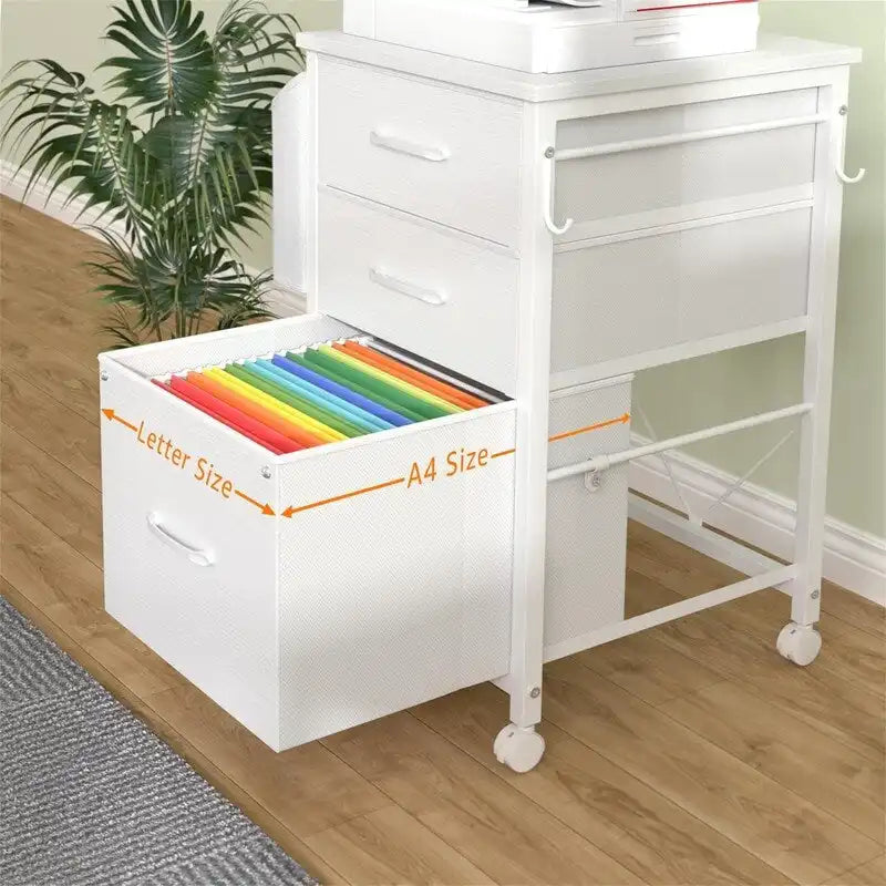 Caisson de rangement mobile à 3 tiroirs avec pochette latérale