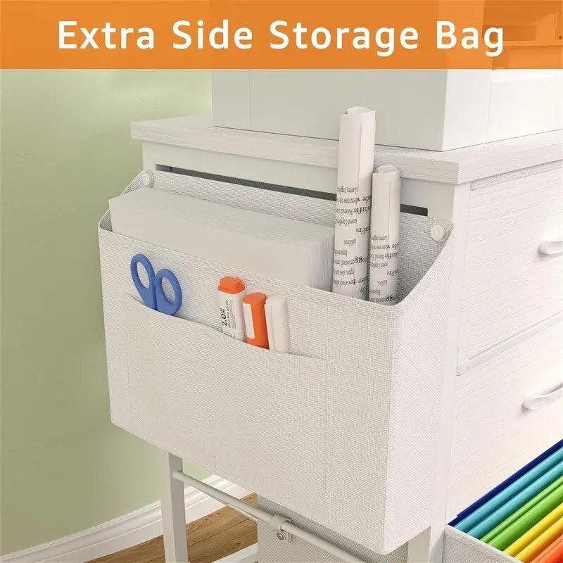 Caisson de rangement mobile à 3 tiroirs avec pochette latérale