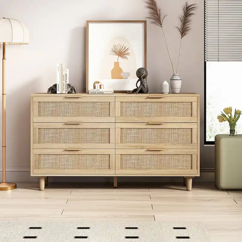51.18L 6-Drawers Rattan Cabinet