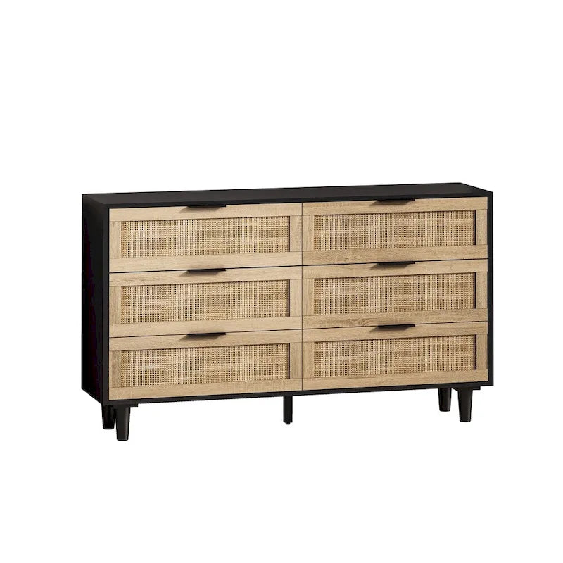 Commode en rotin à six tiroirs de 51,18 pouces