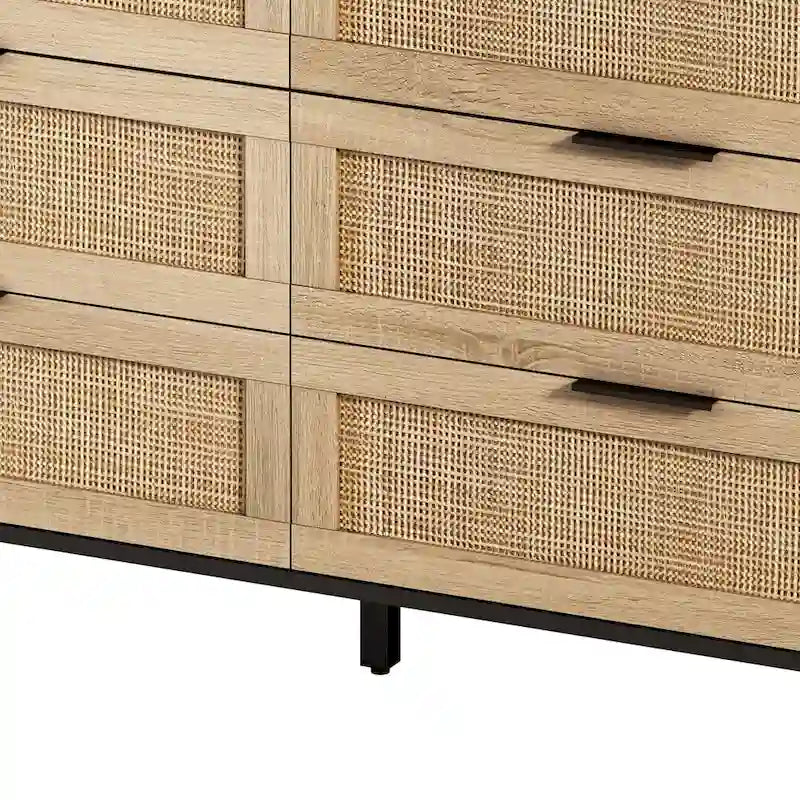 Commode en rotin à six tiroirs de 51,18 pouces