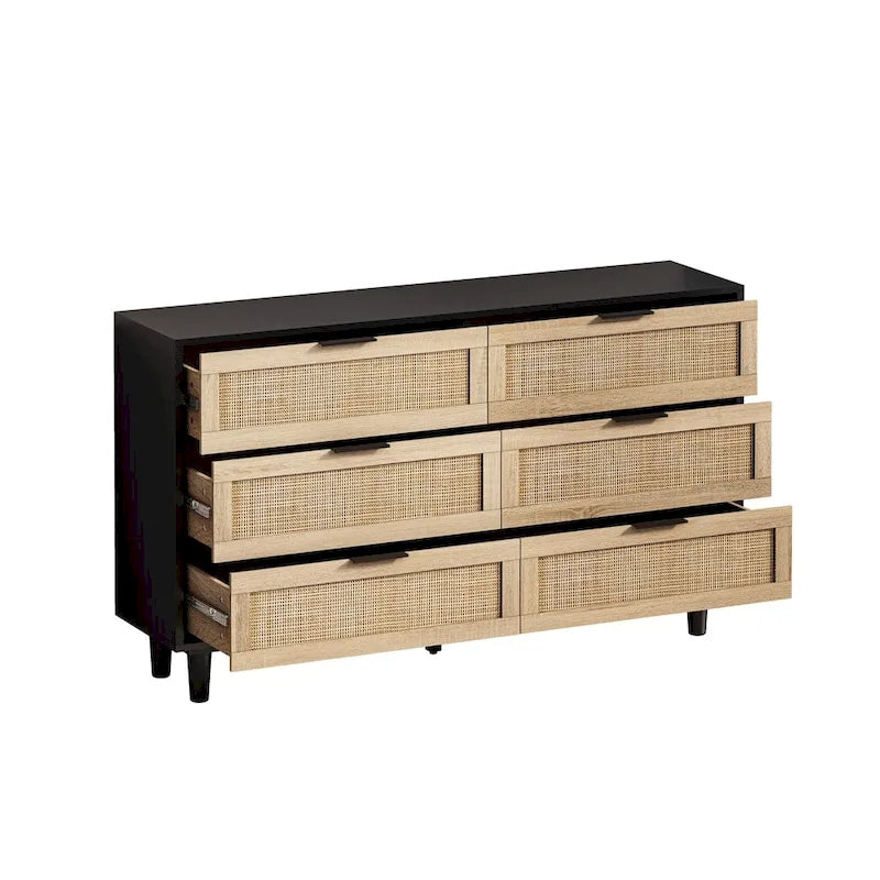 Commode en rotin à six tiroirs de 51,18 pouces