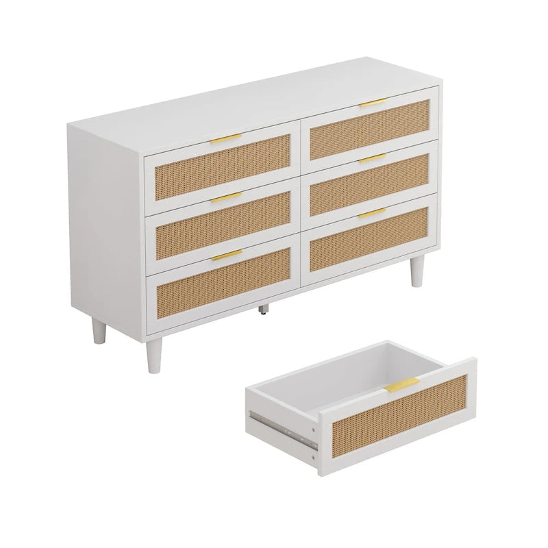 Commode en rotin à six tiroirs de 51,18 pouces