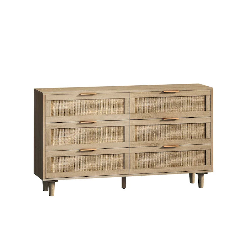 Commode en rotin à six tiroirs de 51,18 pouces
