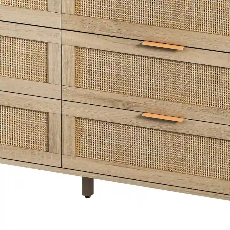 Commode en rotin à six tiroirs de 51,18 pouces