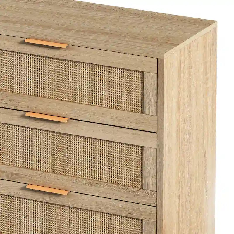 Commode en rotin à six tiroirs de 51,18 pouces